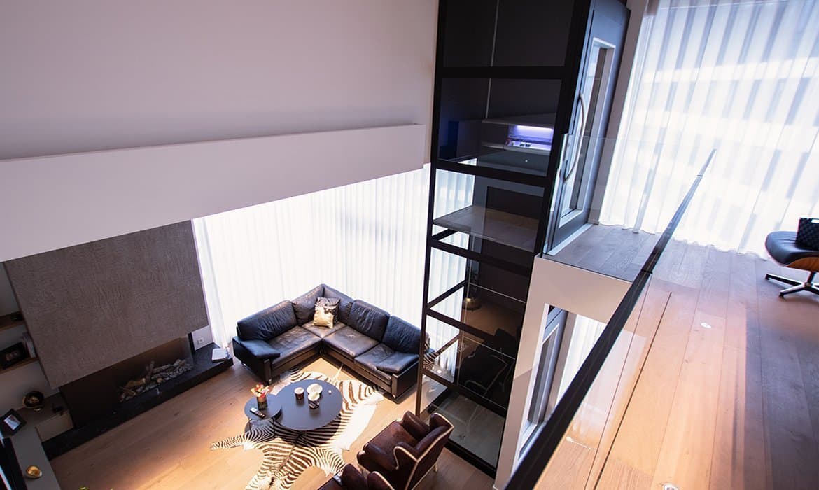 Penthouse lift view from mezzanine