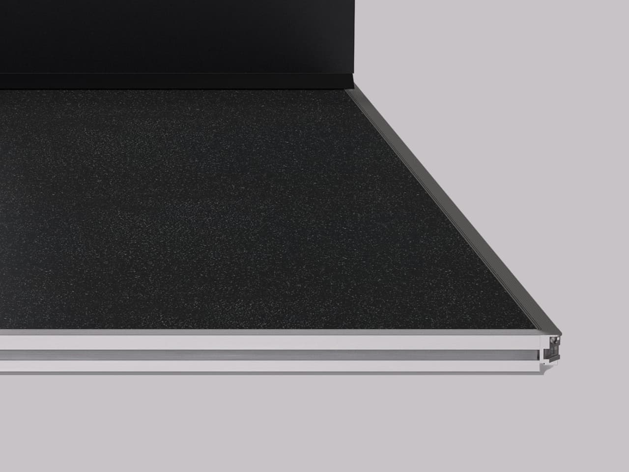 The safety edges around the platform floor stop the lift when pushed