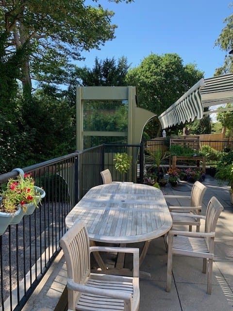 A patio lift with easy access to gardens