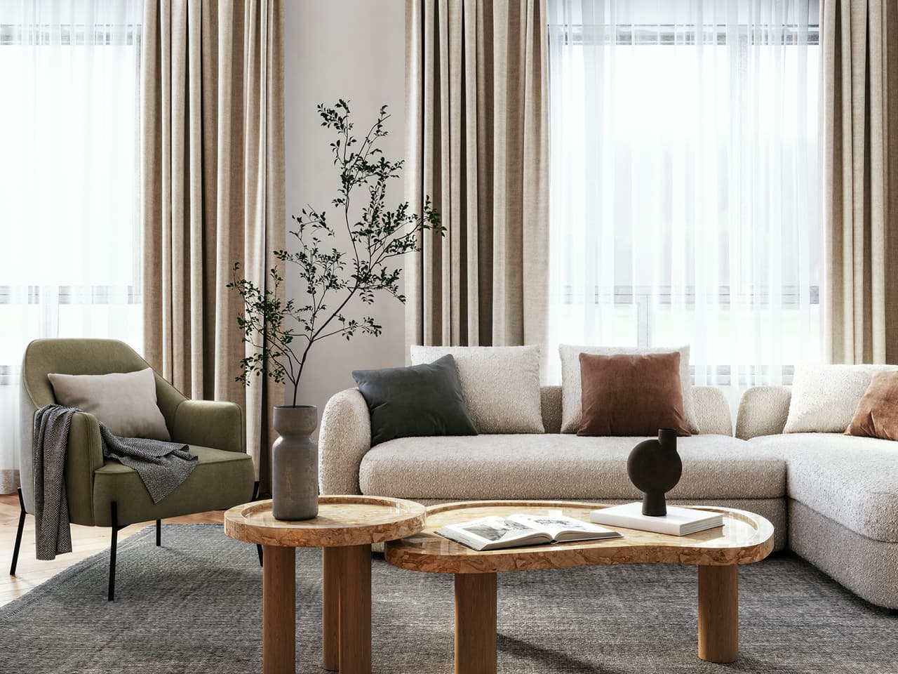 Soft organic image for interior design trends 2024.